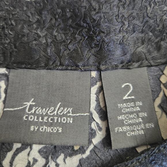 Chicos Travelers 2 Womens Vtg Abstract Art Crinkle Asain Mandarin Collar Tunic L - Picture 7 of 11